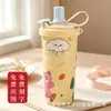 Acero Inoxidable 316 Dibujos Animados Doble Bebida Café Termo Taza Aislante Alta Apariencia Estudiante Portátil Coche Paja Regalo Taza de Agua