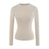Alternativa à Skims, camiseta Kardashian justa de gola redonda e manga longa para mulheres, elástica, justa ao corpo, modeladora, para usar por baixo, top canelado hot girl
