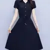 Novo Vestido de Seda Gelada Moda Verão 2025, Elegante e Emagrecedor, Comprimento Médio, Ajuste na Cintura, Adequado para Mães de Meia-Idade