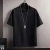 Camiseta de Manga Corta de Seda de Hielo para Hombre 2024 Nuevo Verano Delgada de Secado Rápido Blanca Manga Corta Marca de Tendencia Holgada Top de Gama Alta
