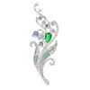 Broche de Lirio del Valle con Diamantes de Color Azul Verdoso Incrustados en las Ramas y Hojas, un Accesorio Elegante para el Trabajo, Eventos Nocturnos y Uso Versátil. Broches al por mayor