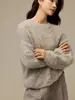 Suéter de fio mesclado 100% lã suéter de fleece escovado suéter de tricô vazado com lantejoulas nova blusa solta feminina para o início do outono