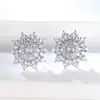 Brincos de Floco de Neve de Luxo Leve com Embelezamento Completo de Diamantes, Brincos de Girassol de Alta Qualidade com Cravação Densa de Diamantes, Brincos Versáteis e Deslumbrantes para Banquetes