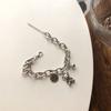 Conjunto de pingente de urso retrô coreano estilo frígido pulseira redonda de metal moda pulseira de casal mulheres