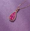 Nuevo Producto Set de Grupo de Gemas de Turmalina Roja Simulada Elegante en Forma de Gota Colgante de Color Collar de Moda para Mujer Collar Clavícula