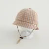 Sombrero de Pescador a Cuadros para Bebés Pequeños, Estilo Delgado de Primavera y Otoño, Sombrero de Sol Reversible Transpirable para Niños y Niñas, Sombrero de Cubo Moderno para Bebés