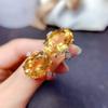 Nuevo anillo de citrino natural imitación diamante amarillo brillante vivo anillo de tesoro de color de apertura de partícula grande anillo femenino al por mayor