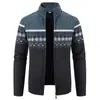 Amazon outono e inverno masculino cardigã zíper suéter forrado com lã jaqueta grossa suéter gola alta casaco bonito