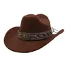 Aliexpress Amazon Nuevo Sombrero de Ala Ancha Estilo Étnico Sombrero de Jazz Sombrero de Lana Sombrero de Vaquero Occidental Yzd053