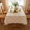 Mantel jacquard de perlas transfronterizo, Cubre mesa de color liso estilo nórdico, Mantel rectangular de tela para uso doméstico para mesa de centro