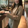 Suéter Pulôver Gola Alta Solto Slim-Fit Estilo Coreano e Japonês para Mulheres, Outono e Inverno Macio Base Gola Alta Manga Longa Tricô Top para Mulheres
