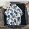 Camisa de Manga Curta Estilo Hong Kong para Homens e Mulheres Casal Verão Solta Fina Havaiana Praia Floral Meia Manga Camisa Floral