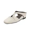 Sandalias casuales de cuña tejidas para mujer, estilo francés, sin cordones, con punta cuadrada y diseño hueco, para ir al trabajo y uso diario