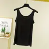 Verão e Outono Novo Colete Feminino de Algodão Amargo com Decote em U Cor Sólida Solto Para Usar por Cima Tamanho Grande Camiseta Base Interna Peça Única