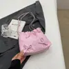 Bolso cubo pequeño con cordón de borlas para mujer, nuevo y moderno, estilo japonés y coreano, bolso de hombro con cadena simple, bolso cruzado plisado versátil