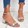 Zapatos de Tacón Alto Sandalias de Mujer 2025 Primavera y Verano Nuevo Patrón de Serpiente Tacón Grueso Punta Abierta Correa Negro Moderno y Versátil