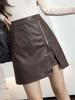 Falda de línea A Otoño e Invierno Falda de Cadera Moda para Mujer 2320 Falda Falda con Abertura Estilo Nuevo Cintura Alta Adelgazante Negra