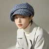 Boina a cuadros simple y fresca, estilo artístico, sombrero de pintor moderno y casual, sombrero japonés versátil que hace que la cara se vea más pequeña, para mujeres