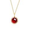 Moda Japonesa e Coreana Pingente Geométrico Simples de Granada Natural S925 Prata Esterlina Banhado a Ouro Colar Feminino Joias de Luxo Leve Atacado