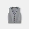 2026 Nuevo Chaleco Cardigan de Punto con Cuello en V Estilo Academia para Niños y Niñas, Ropa de Abrigo Suéter Delgado con Forro de Algodón