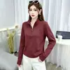 Camiseta de gola alta com zíper parcial e mangas compridas para mulheres, estilo primavera/outono 2026, blusa básica que rejuvenesce, top slim
