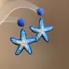 Agulha de Aço Tecido de Grama Rafi Estrela-do-mar Brincos Férias na Praia Tarraxas Brincos de Moda Feminina Brincos Nicho Sensação de Alto Padrão