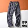 Calça de trabalho estilo americano para homens, comércio exterior transfronteiriço da Amazon, calça casual de corte solto para primavera e outono com múltiplos bolsos, calça comprida casual masculina