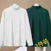 Ropa interior térmica con forro de terciopelo, engrosada y cálida, camiseta base unisex con cuello semi-alto, camiseta de manga larga de color liso, top de otoño