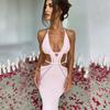 Vestido Europeu e Americano Estilo Ins Quente Mais Vendido Novo Sexy Estilo Street Desejo Puro Halter Envolvido no Peito Recorte Splicing Lace-Up para Mulheres