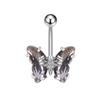 Atacado de E-commerce Transfronteiriço Europeu e Americano Nova Joia de Piercing Corporal Zircônia Incrustada em Cobre em Forma de Borboleta Prego de Umbigo Argola de Umbigo