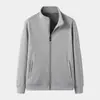 Chaqueta Casual de Cuello Ropa de Trabajo para Hombre Moda Suelta Tallas Grandes Cremallera Cárdigan Suéter Versátil Chaqueta de Béisbol