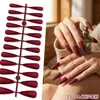 Puntas de Uñas Europeas y Americanas de Moda de Gama Alta Mate de Punta Larga, Colección de Color Sólido, Piezas para Uñas, 24 Piezas