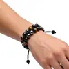 Piedra Ojo de Tigre, Ojo de Gato, Turquesa, Obsidiana con Patrón Rojo, Pulsera Fantasma Verde, Pulsera Tejida de Piedra Natural para Hombres y Mujeres