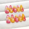 Peças de nail art de linha simples, peças de unha flor prensada, peças de unha postiças tridimensionais versáteis, peças de nail art removíveis europeias e americanas com strass, 24 peças