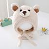 Gorro de peluche para bebé, otoño e invierno, con orejeras en forma de oso de dibujos animados para niños, gorro grueso y cálido para bebés, para hombres y mujeres.