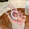 Funda de Teléfono Transparente Magnética Rosa Floral para Apple 17 iPhone 18 Pro Max Anticaídas Carcasa Dura Cubierta Protectora