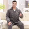 Pijama de hombre de mediana edad y anciano otoño e invierno forro polar de coral algodón acolchado de tres capas forrado de polar chaqueta acolchada de algodón para padre de mediana edad para el pelo