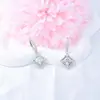 Brincos Quadrados de Diamante Prateados Estilo Coreano Nova Moda para Mulheres, Brincos Transfronteiriços Europeus e Americanos, Presilhas de Orelha de Zircônia Brilhantes, Brincos Atacado
