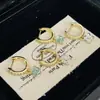 Brincos de Broche Reto Trevo de Quatro Folhas com Zircônia Verde Brilhante, Elegantes e Versáteis, Brincos de Trevo de Quatro Folhas Frescos e Estilosos