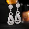 Brincos de nó com design cravejado de zircônia, agulha de prata s925, leve luxo, longos, para casamento, banquete, alta qualidade, atacado
