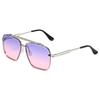 17302 Gafas de Sol de Pesca Metálicas de Doble Puente de Moda Europea y Americana para Hombre Nuevas de Cruzada Street Photography Gafas de Sol Modernas con Acabado de Alta Gama