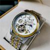 Reloj mecánico automático de gran volante hueco para hombre, reloj impermeable, luminoso, fase lunar, reloj multifuncional para hombre, una generación de cabello