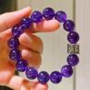Pulsera de Plata 925 de Alta Calidad de 12 mm de Amatista Real Púrpura Uruguaya