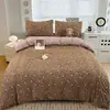 Conjunto Romântico de Gaze Dupla Camada Quatro Peças Capa de Edredom Espessa Lençol de Dormitório Conjunto de Quatro Peças Roupa de Cama Imitação de Linho Saia de Cama 4 Peças