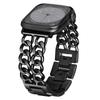 Adecuado para Apple Watch, correa de metal de acero inoxidable, iWatch 9, 8 y 7, correa de muñeca de cadena vaquera.