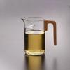 Taza de Gongfu de vidrio transparente de borosilicato con asa lateral de madera, filtro de media luna para separación de té, juego de té Gongfu, taza de Gongfu