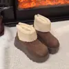 Botas de nieve para mujer con plataforma gruesa, que aumentan la altura, nuevo estilo de invierno 2026, forradas de polar, cálidas, botines cortos esponjosos, modernos y peculiares, con diseño de puntera grande, zapatos de algodón
