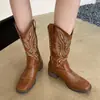 Ropa de Viaje para Pastizales de Xinjiang Sichuan Botas para Mujer 2025 Nuevas Versátiles Botas Vaqueras Western Botas de Jinete Retro