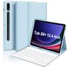 Funda protectora con teclado magnético Bluetooth para Samsung TabS7FE de 12,4 pulgadas con ranura para lápiz para S9