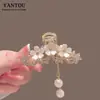 Presilha de Cabelo Jasmim com Franja Presilha de Rabo de Cavalo Alto Artefato Fixo Anti-colapso Presilha Tubarão para Parte de Trás da Cabeça Penteado Avançado Acessórios de Cabelo